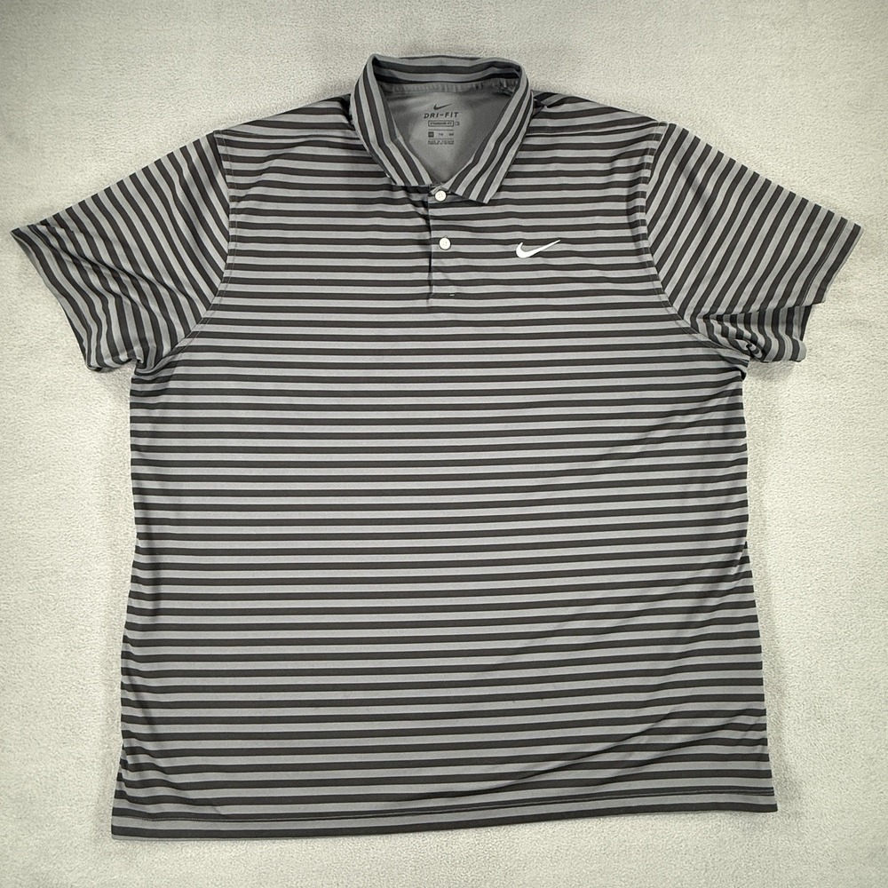 Nike Golf Victory Polo Shirt Mens XXL 2XL Black Stripe Dri-Fit Performance Blend - Picture 2 of 5